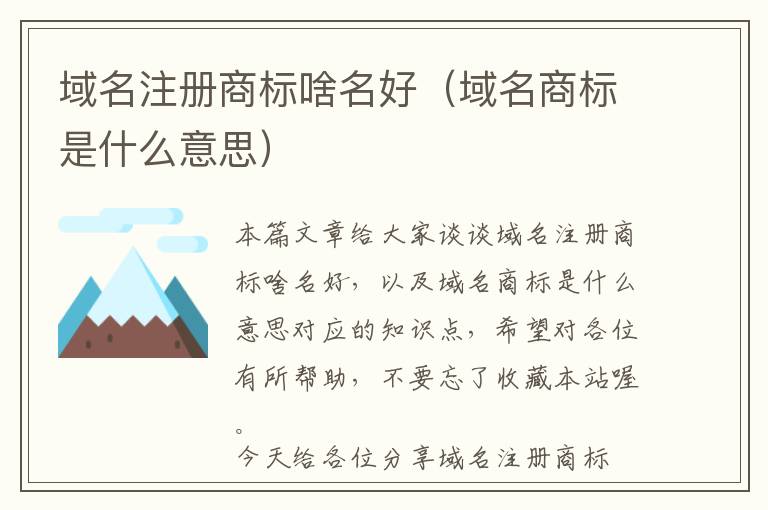域名注册商标啥名好(域名商标是什么意思)