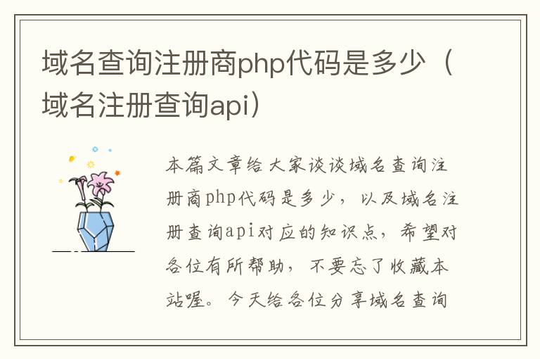 域名查询注册商php代码是多少(域名注册查询api)