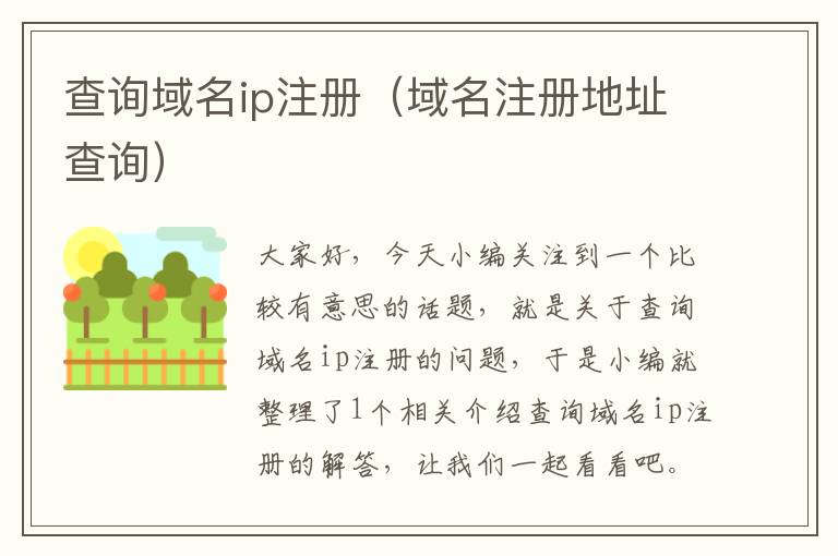 查询域名ip注册(域名注册地址查询)