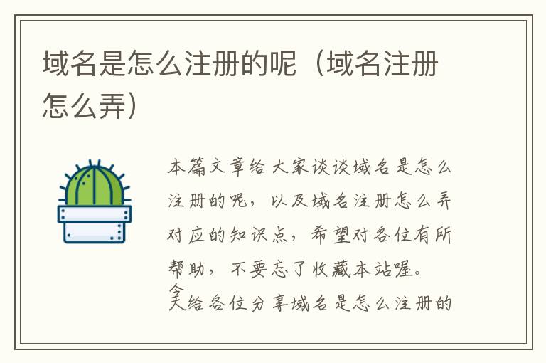 域名是怎么注册的呢(域名注册怎么弄)
