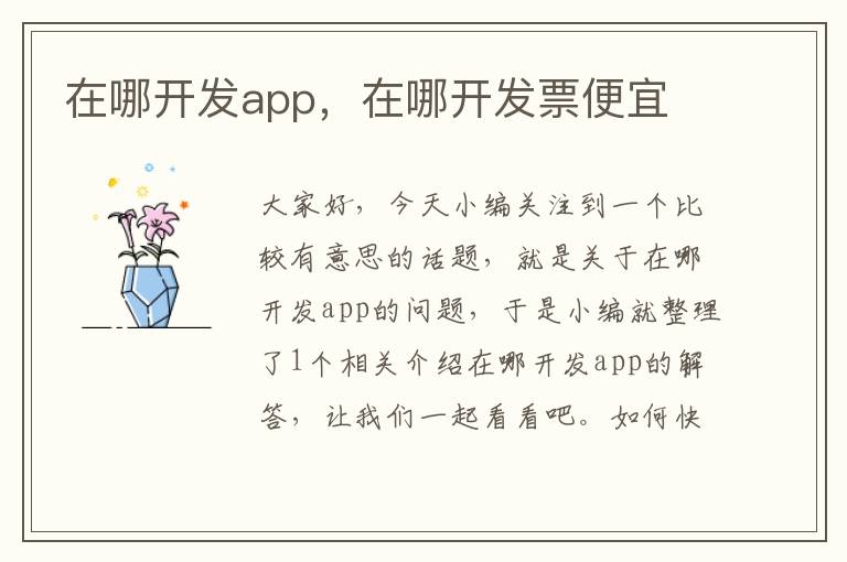 在哪开发app,在哪开发票便宜