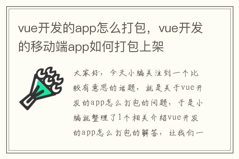vue开发的app怎么打包,vue开发的移动端app如何打包上架