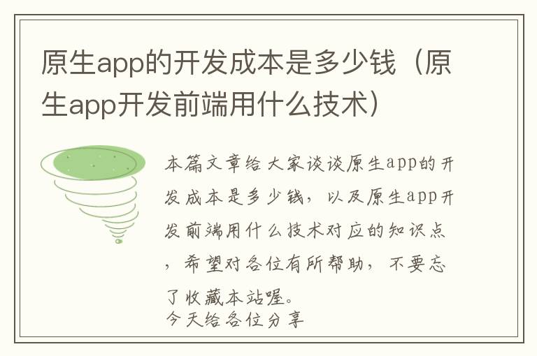 原生app的开发成本是多少钱(原生app开发前端用什么技术)