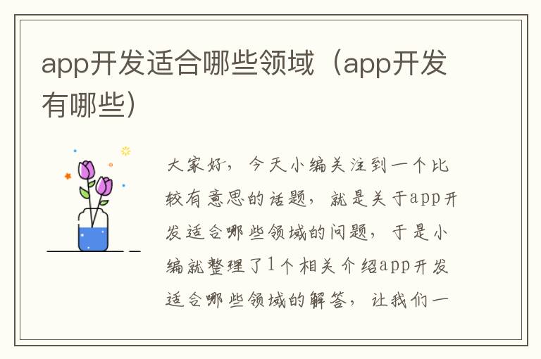 app开发适合哪些领域(app开发有哪些)