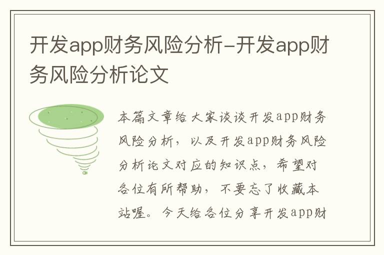 开发app财务风险分析-开发app财务风险分析论文