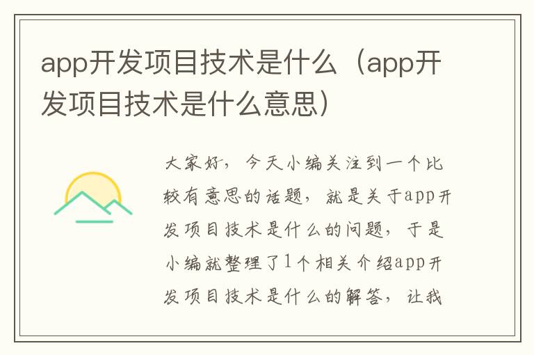 app开发项目技术是什么(app开发项目技术是什么意思)