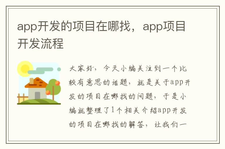 app开发的项目在哪找,app项目开发流程
