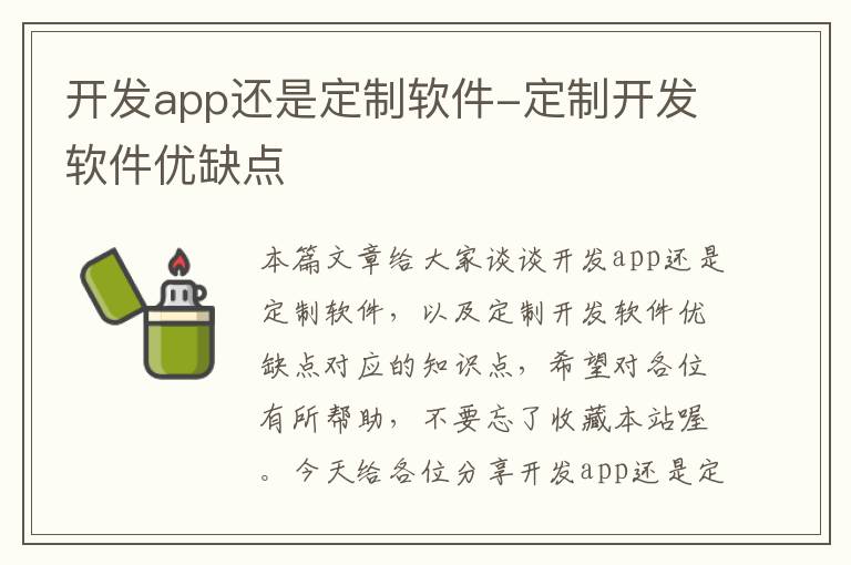 开发app还是定制软件-定制开发软件优缺点