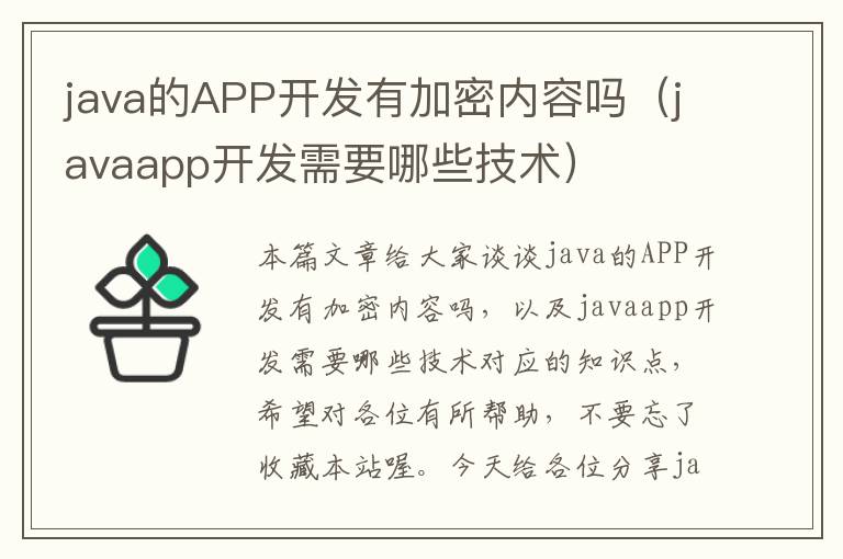 java的APP开发有加密内容吗(javaapp开发需要哪些技术)