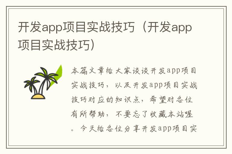 开发app项目实战技巧(开发app项目实战技巧)