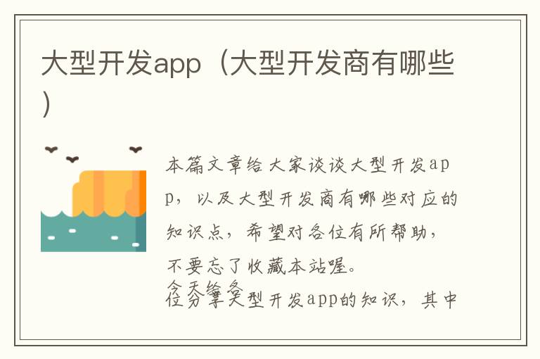 大型开发app(大型开发商有哪些)