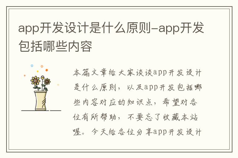 app开发设计是什么原则-app开发包括哪些内容