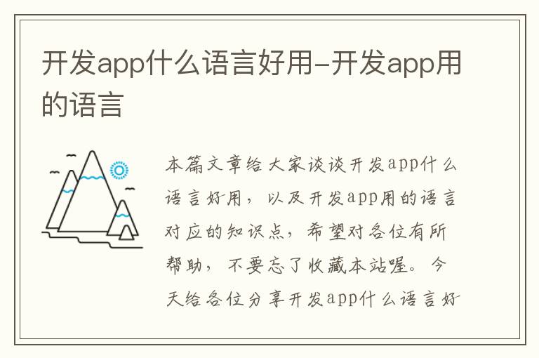 开发app什么语言好用-开发app用的语言