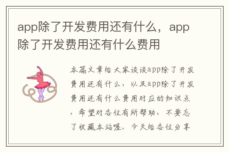 app除了开发费用还有什么,app除了开发费用还有什么费用