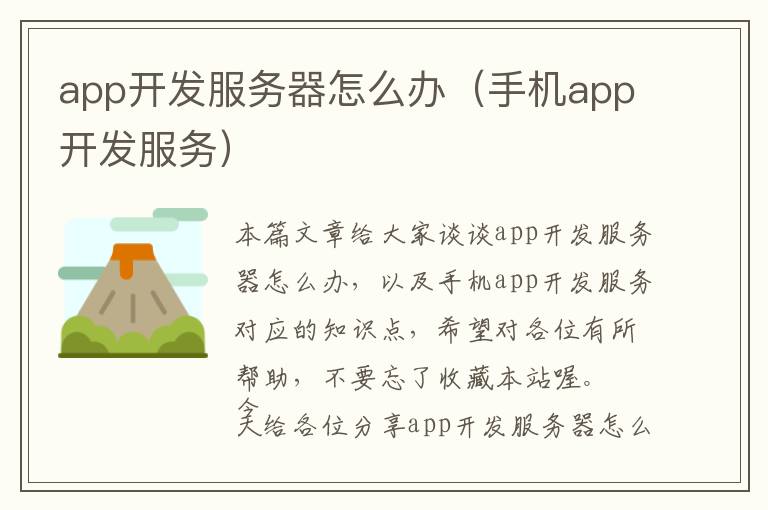app开发服务器怎么办(手机app开发服务)