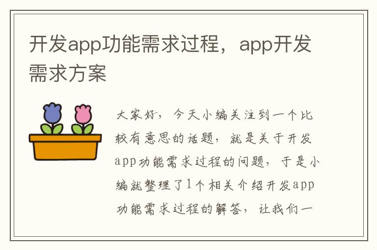 开发app功能需求过程,app开发需求方案