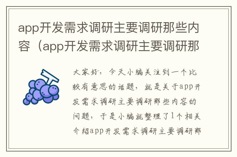 app开发需求调研主要调研那些内容(app开发需求调研主要调研那些内容呢)