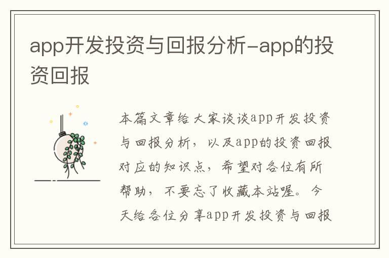 app开发投资与回报分析-app的投资回报