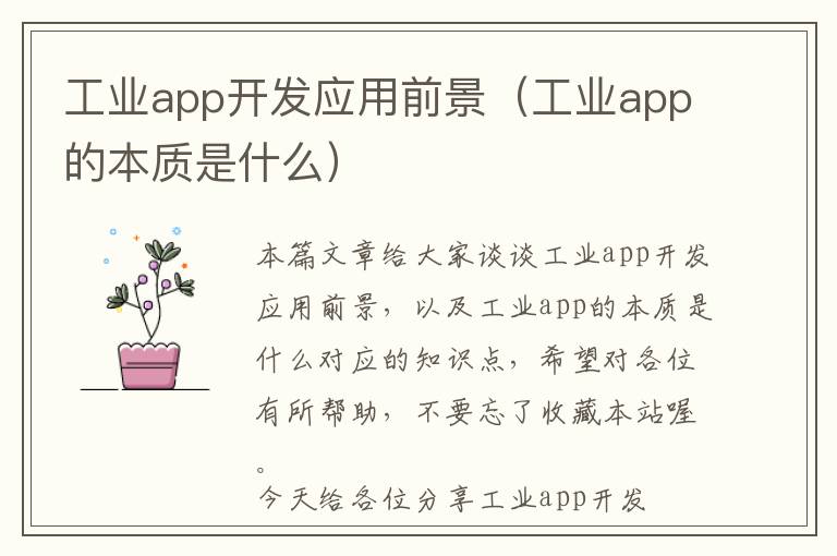 工业app开发应用前景(工业app的本质是什么)