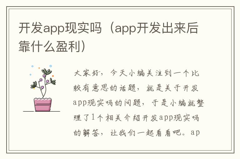 开发app现实吗(app开发出来后靠什么盈利)