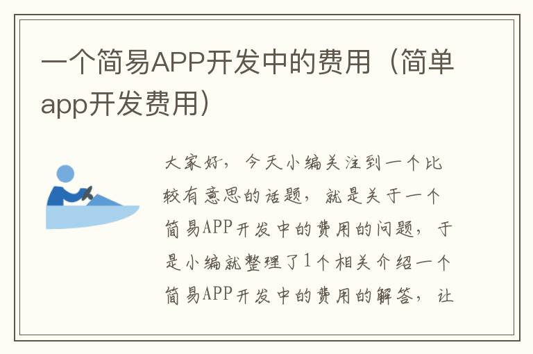 一个简易APP开发中的费用(简单app开发费用)