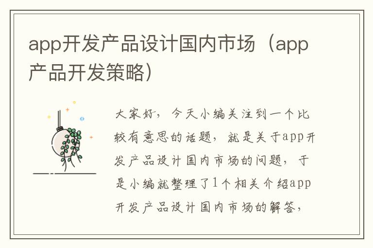 app开发产品设计国内市场(app产品开发策略)