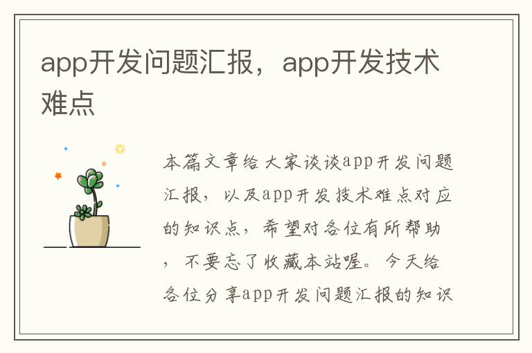 app开发问题汇报,app开发技术难点