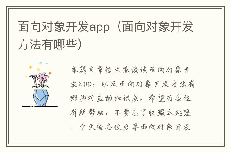 面向对象开发app(面向对象开发方法有哪些)