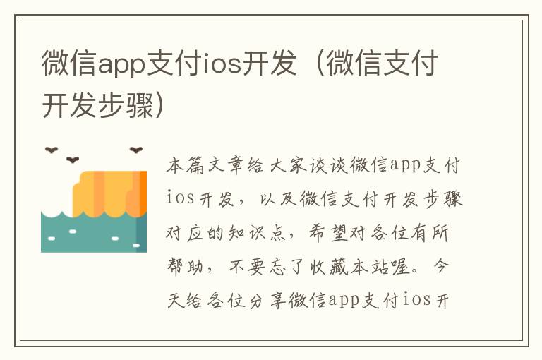 微信app支付ios开发(微信支付开发步骤)