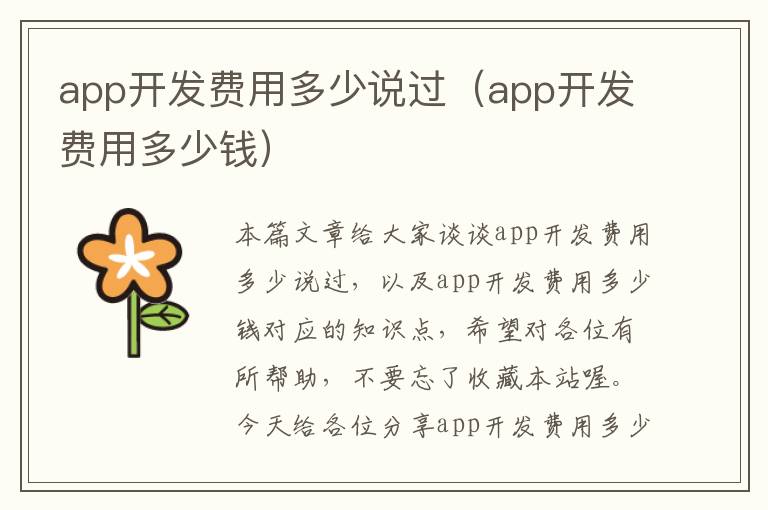app开发费用多少说过(app开发费用多少钱)