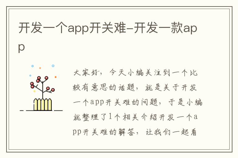 开发一个app开关难-开发一款app