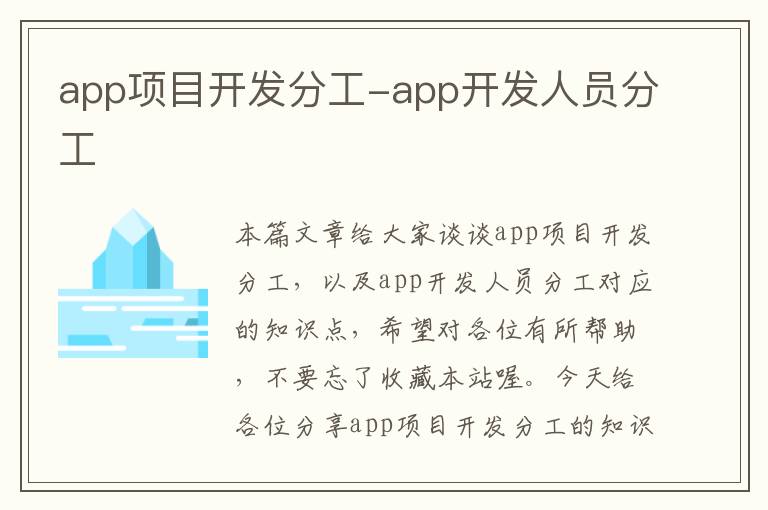 app项目开发分工-app开发人员分工
