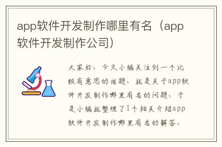 app软件开发制作哪里有名(app软件开发制作公司)