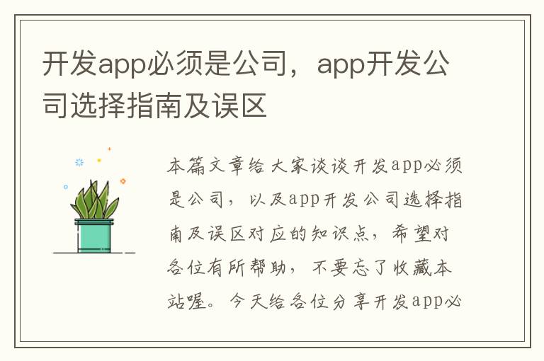 开发app必须是公司,app开发公司选择指南及误区