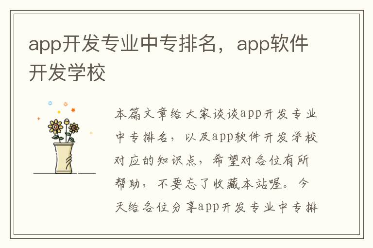 app开发专业中专排名,app软件开发学校