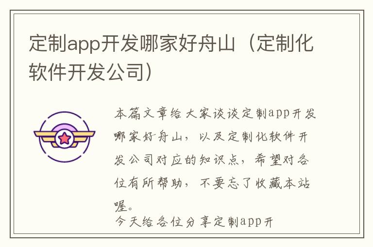 定制app开发哪家好舟山(定制化软件开发公司)