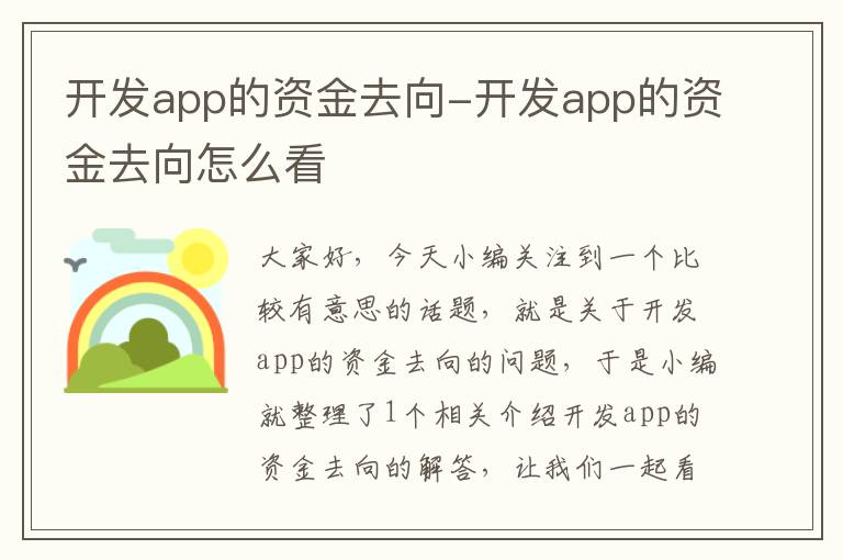 开发app的资金去向-开发app的资金去向怎么看