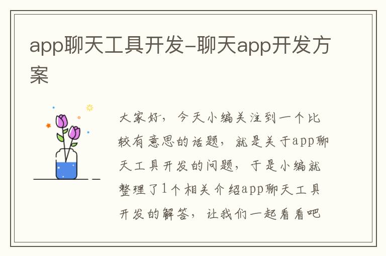 app聊天工具开发-聊天app开发方案