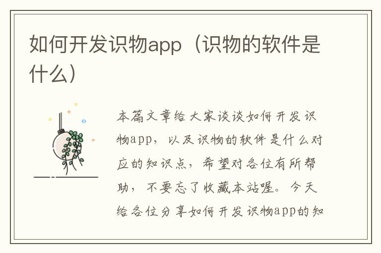 如何开发识物app(识物的软件是什么)
