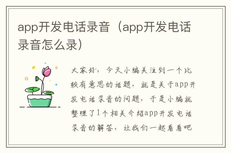 app开发电话录音(app开发电话录音怎么录)