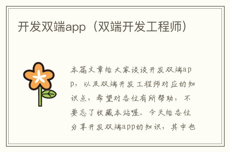 开发双端app(双端开发工程师)