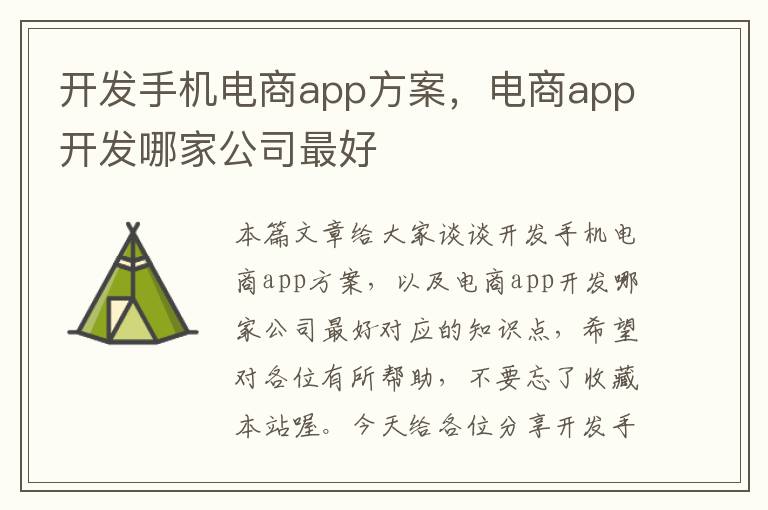 开发手机电商app方案,电商app开发哪家公司最好