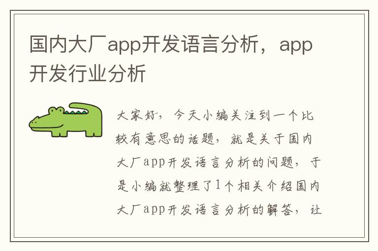 国内大厂app开发语言分析,app开发行业分析