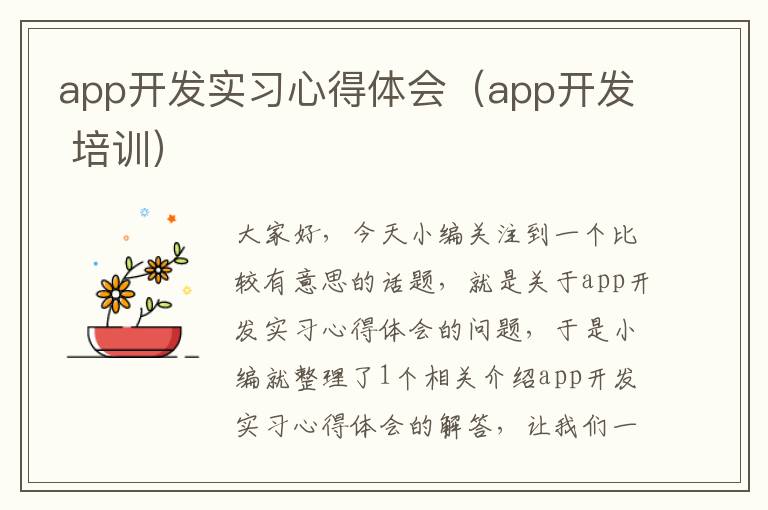 app开发实习心得体会(app开发 培训)