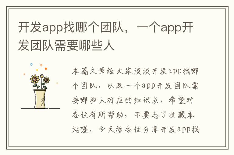 开发app找哪个团队,一个app开发团队需要哪些人