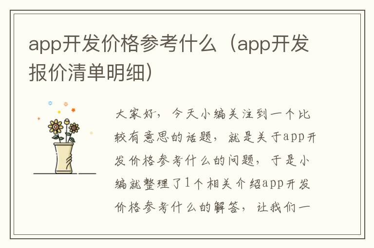 app开发价格参考什么(app开发报价清单明细)