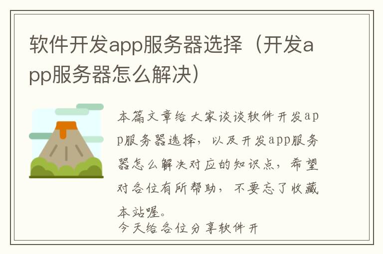 软件开发app服务器选择(开发app服务器怎么解决)