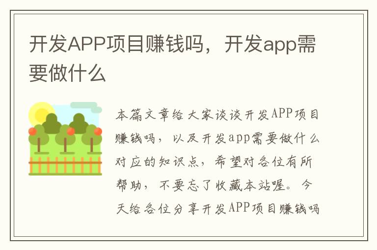 开发APP项目赚钱吗,开发app需要做什么