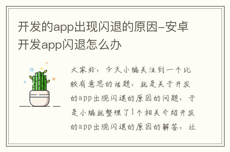 开发的app出现闪退的原因-安卓开发app闪退怎么办