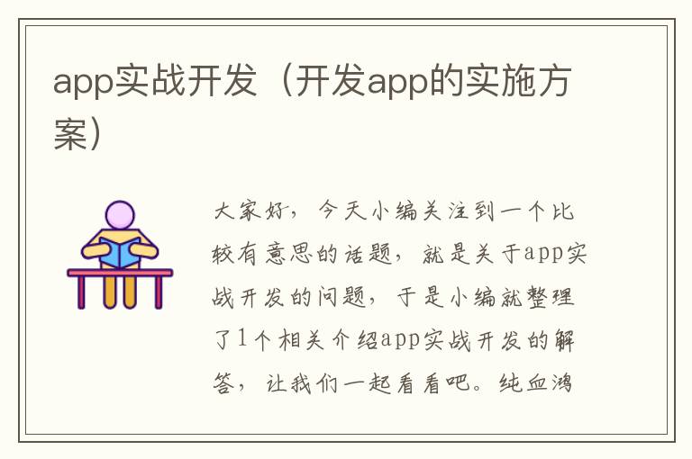app实战开发(开发app的实施方案)